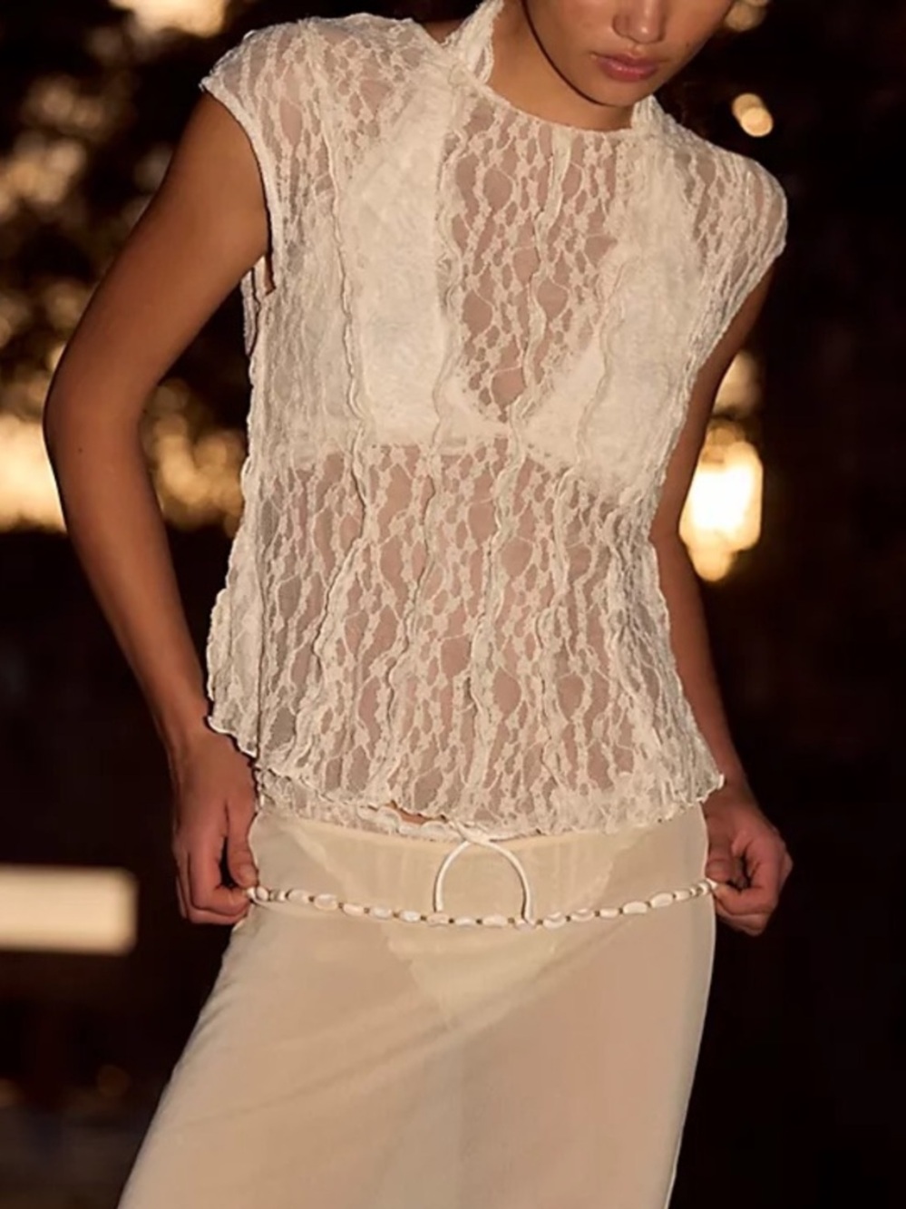 Free People Rimone Ivory White Lace Top [XS] [NWT]
